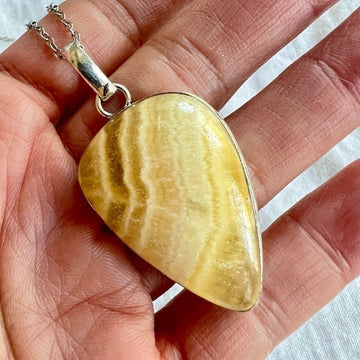 925 Yellow Laguna Lace Calcite Pendant Necklace