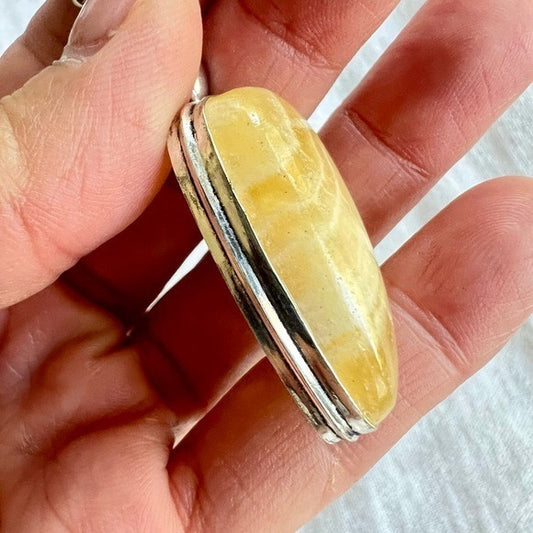 925 Yellow Laguna Lace Calcite Pendant Necklace