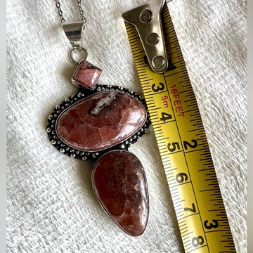 925 TRIPLE LOVE Rhodonite Pendant Necklace