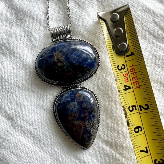 925 Double Huge Spiritual Sodalite Pendant Necklace