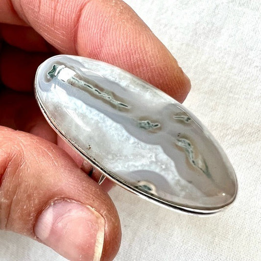 925 Wandering River MOSS AGATE Vein Ring 7
