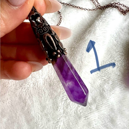 Amethyst or Obsidian Divination PENDULUM Necklace/ Pendant
