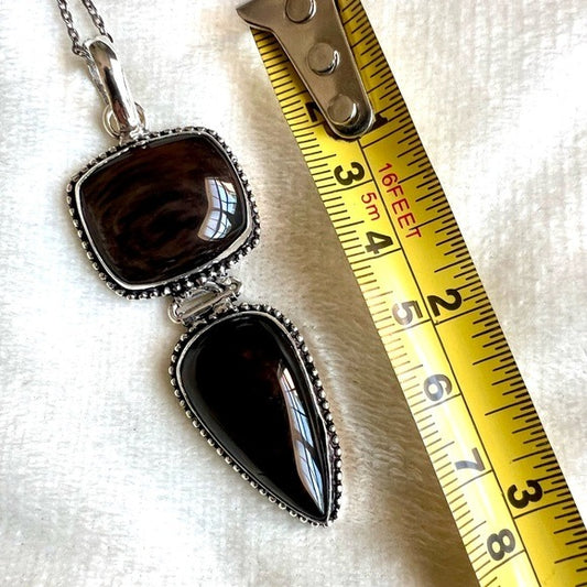 925 HIGH⚡️VIBE Silver Sheen Obsidian Pendant Necklace