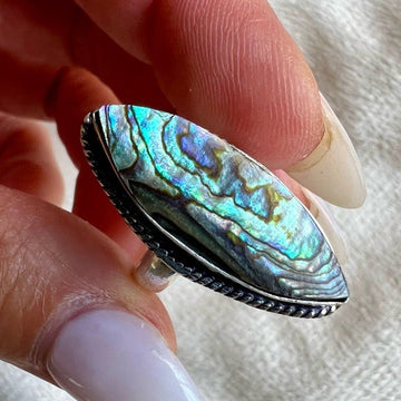 925 Emotional Balance Abalone Shell Ring 6.5