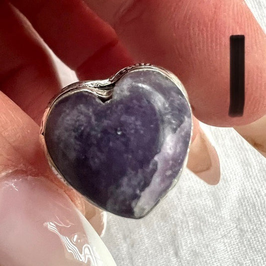 925 Third Eye Lepidolite Heart ❤️ Ring 9