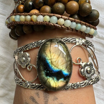 925 OMG Amazing! Lightning Flash Labradorite Cuff Bracelet