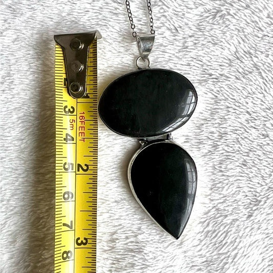 926 Negativity Blocker Double Obsidian Pendant Necklace