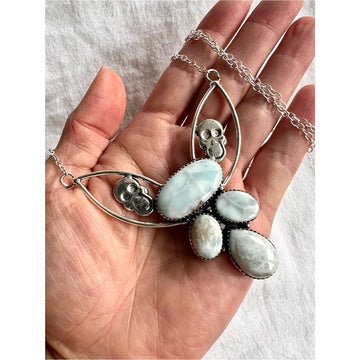 925 Sea + Soul Caribbean Larimar Skull Necklace