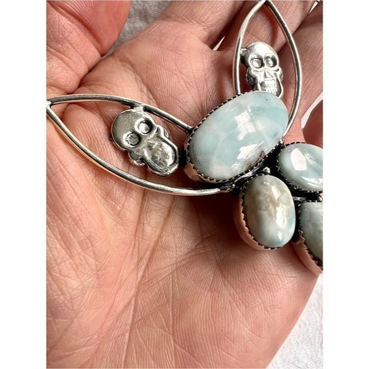 925 Sea + Soul Caribbean Larimar Skull Necklace