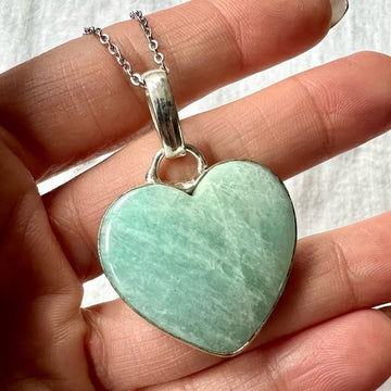 925 Peaceful HEART Amazonite Necklace Pendant