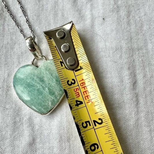 925 Peaceful HEART Amazonite Necklace Pendant
