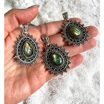 You Choose! 925 Fancy Flash Labradorite Pendant Necklace