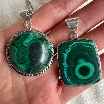 925 You Choose! Malachite w/ a hint of Chrysacolla Pendant Necklace