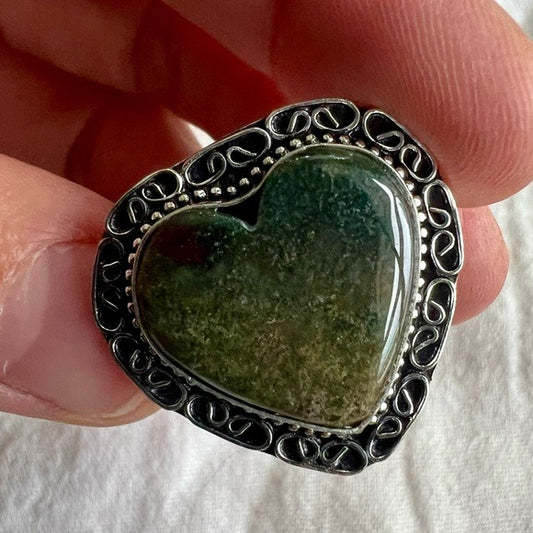 925 Dragon Bloodstone ❤️ Heart Ring 8