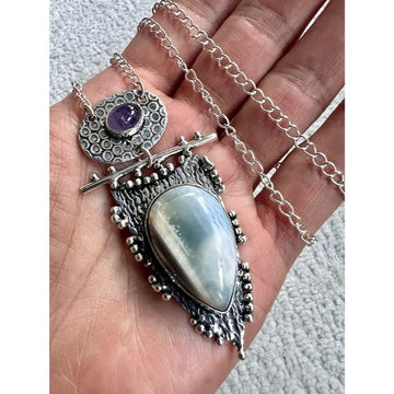 925 OOAK! High⚡️Vibe Owyhee Opal + Amethyst Pendant Necklace