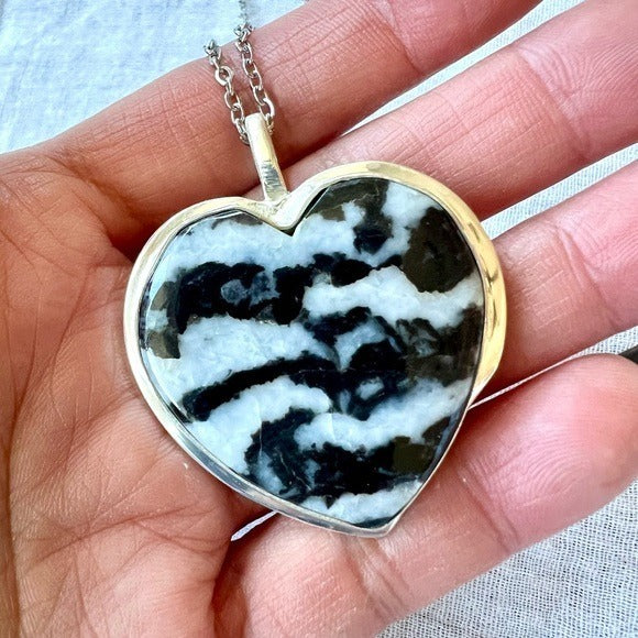 925 Peace Moon White Buffalo Turquoise Heart ❤️ Pendant Necklace