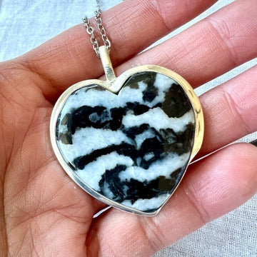 925 Peace Moon White Buffalo Turquoise Heart ❤️ Pendant Necklace
