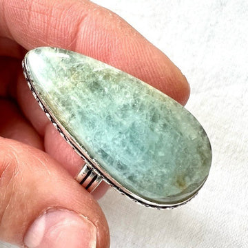 925 Moonwater AQUAMARINE Teardrop Ring 7.5