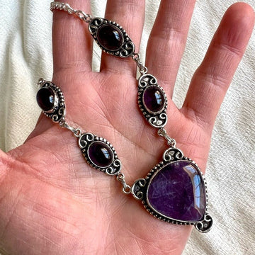 925 Ornate 5 Stone Amethyst Necklace Pendant