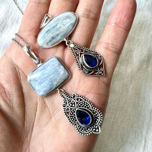 925 You Choose! Kyanite Chandelier Pendant Necklace