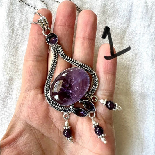 925 Intuition Amethyst Chandelier Pendant Necklace