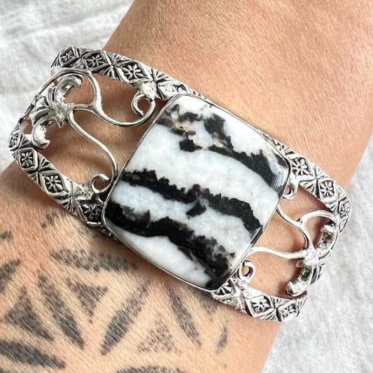 925 White Buffalo Turquoise Cuff Bracelet