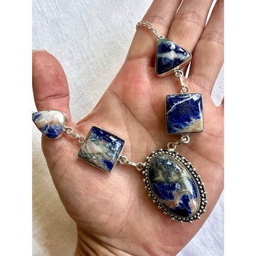 925 Indigo Alchemy 5 Stone SODALITE Necklace