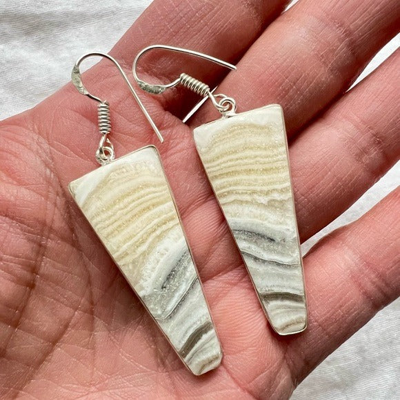 925 African Zebra Calcite Geometric Earrings