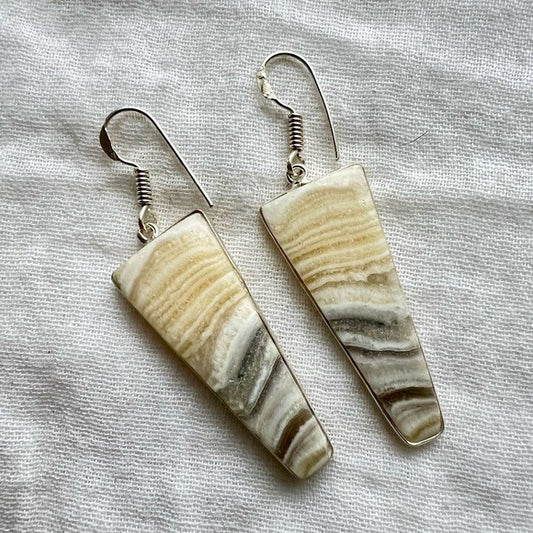 925 African Zebra Calcite Geometric Earrings