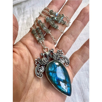 925 OOAK WOW! Royal Blue Flash Labradorite Necklace Pendant