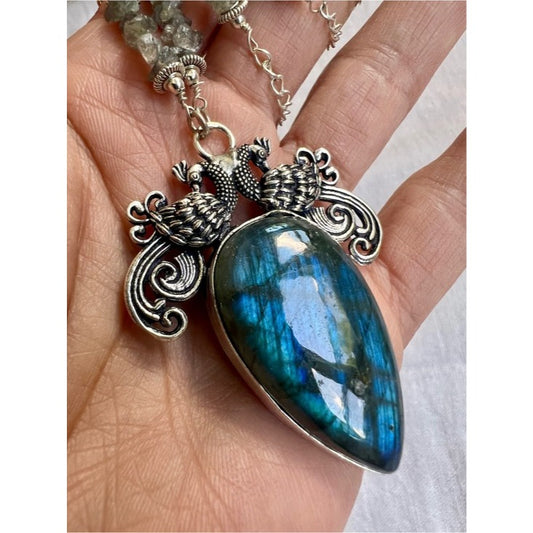 925 OOAK WOW! Royal Blue Flash Labradorite Necklace Pendant
