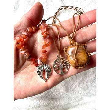 3 Necklace Set! Tree of Life Banded Carnelian + Jasper.