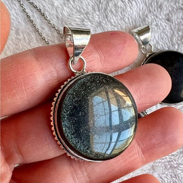 925 You Choose! Silver Sheen Obsidian Eye Pendant Necklace