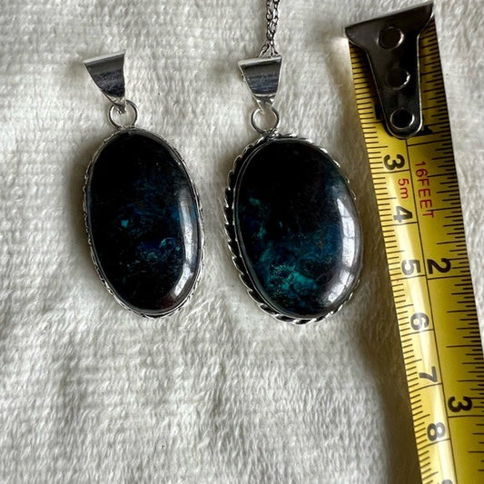 925 Personal Power Teaching Stone Chrysocolla Pendant Necklace