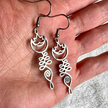 Lotus Moon Unalome Transformation Earrings