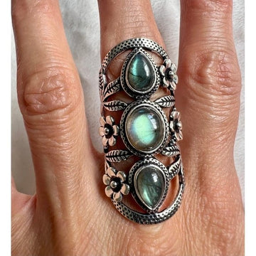 925 Flower Child Flash Labradorite Ring 6 7 8