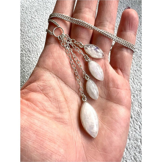 925 Elegant 4 Strand Moonstone Necklace