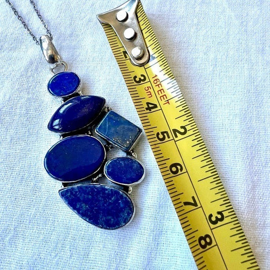 925 Lapis Lazuli Multi Stone Pendant Necklace