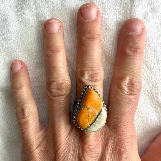 925 Gorgeous Ornate Bumble Bee Jasper Ring 7