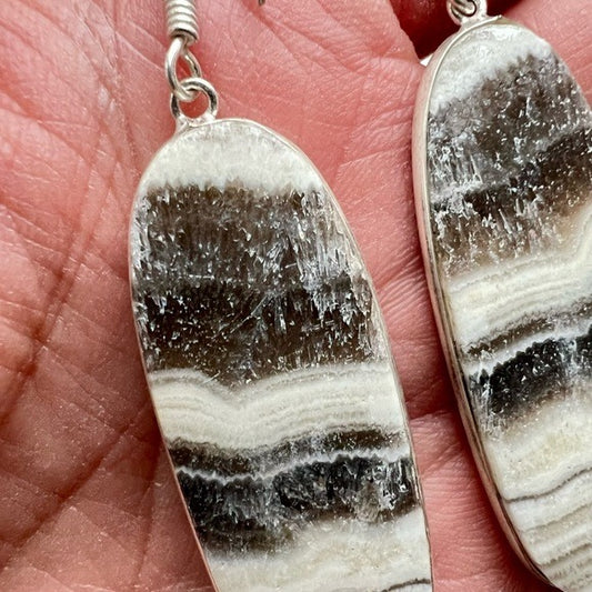 925 African Zebra Calcite Earrings