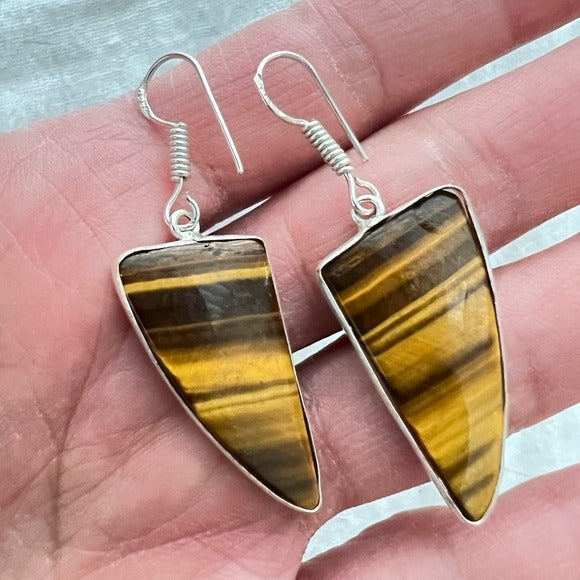 925 TIGERS EYE Courage Will Power Earrings