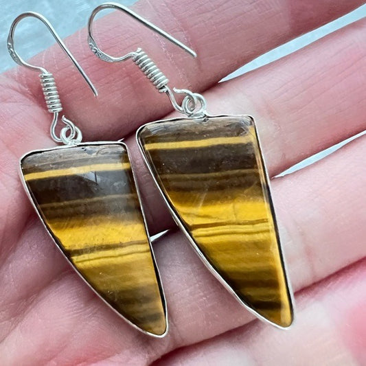 925 TIGERS EYE Courage Will Power Earrings