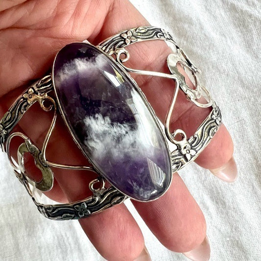 925 Intuition Dream Amethyst Cuff Bracelet