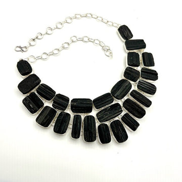 925 Natures Shield Black Tourmaline GODDESS Collar Bib Necklace