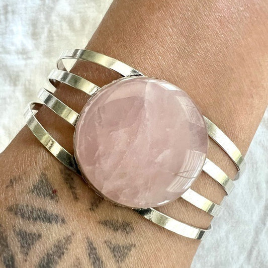 925 Love Bomb Rose Quartz Bracelet Cuff
