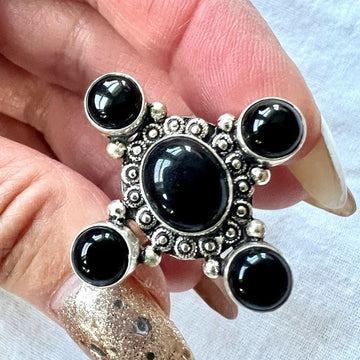 925 Protection Black Onyx Multi Stone Ring 6.5 or 9.5