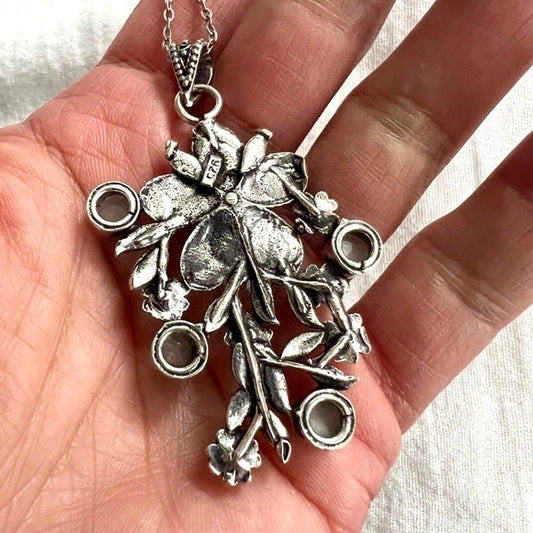 925 Blessings Moonstone Flower Necklace Pendant