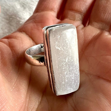 925 Raw Selenite Crystal Charge Ring 7