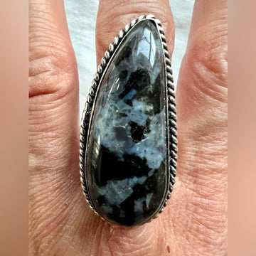 925 Mystic Merlinite Indigo Gabbro Ring 8.75