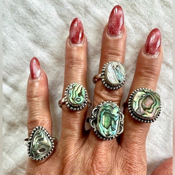 925 Healing Ocean Energy Abalone Shell Ring 9.5